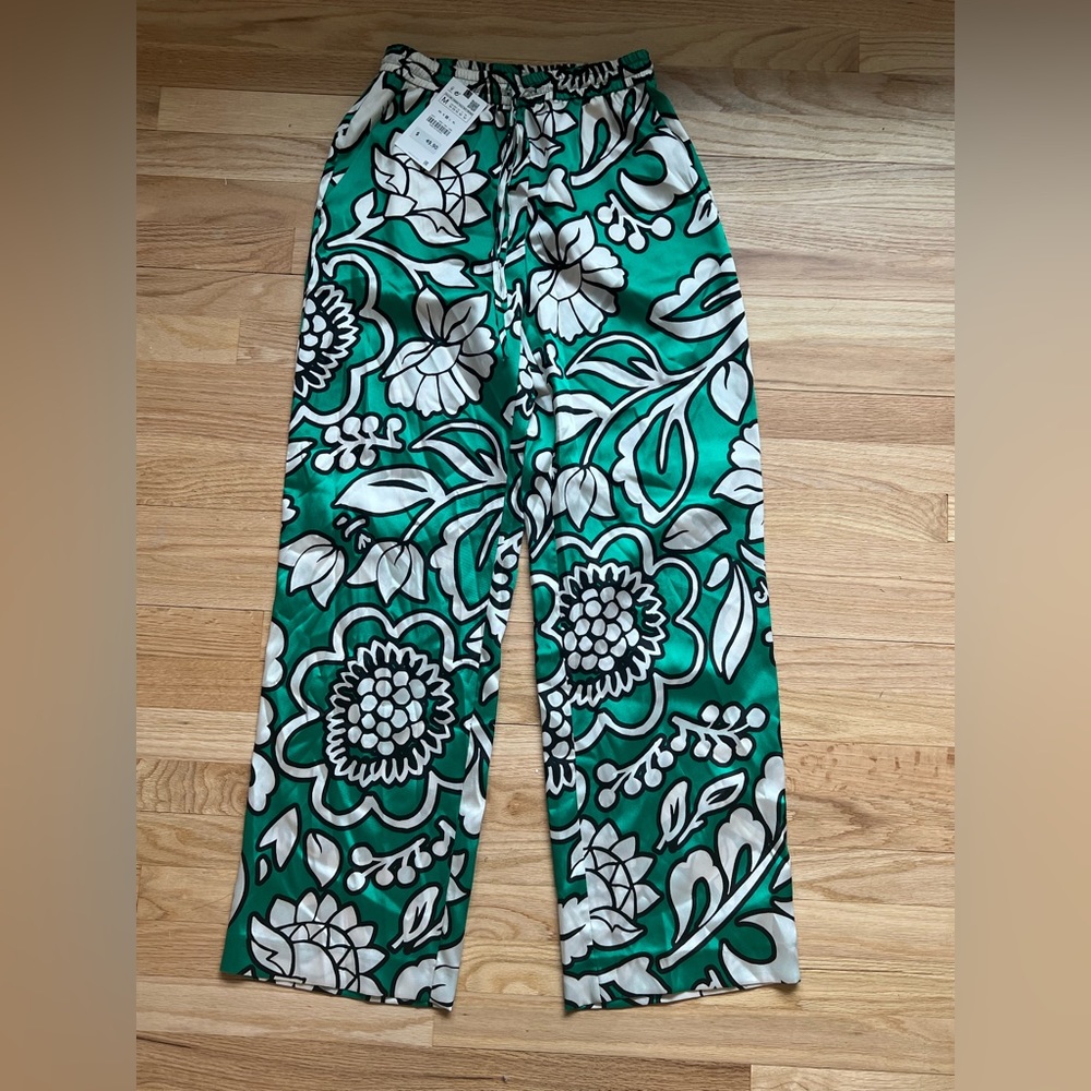 Zara printed floral stretch waist pants